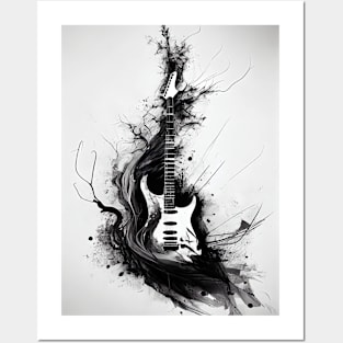 B&W Guitar Dreams Posters and Art